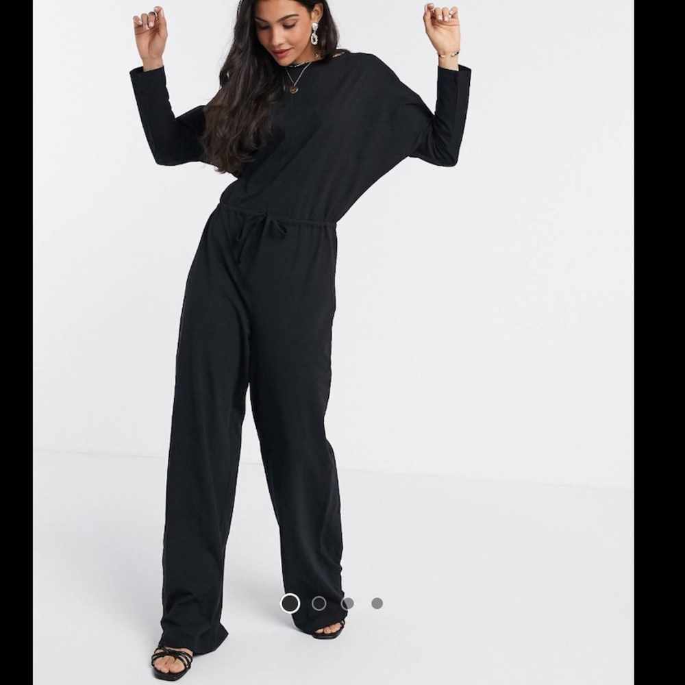 ASOS jersey slub tie waist casual jumpsuit - Picture 1 of 6